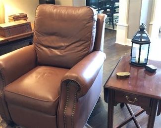 FABULOUS LEATHER CHAIR AND DROP LEAF SIDE TABLE