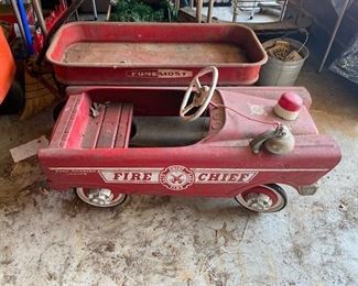 Metal Foremost Wagon and Nice Fire Chief Peddle Car