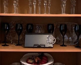 Grand Wine and Champagne Glasses, Black Glassware, ...