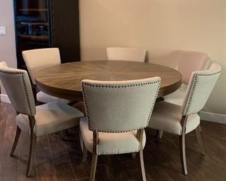Pedestal Dining Table w 6 Chairs 