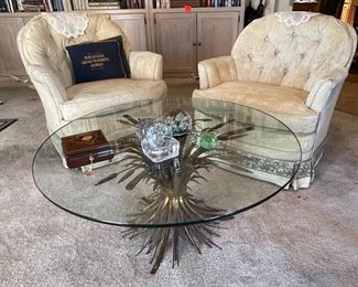 Gilt Italian Glass Coffee Table