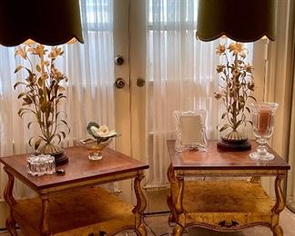 Gold French Provincial Hollywood Regency End Tables