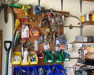 Plumbing Supplies, Work Gloves, Hack Saw,  variety of Tape