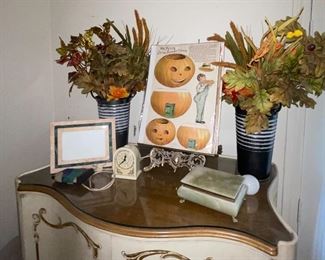 Fall Florals, Marble Jewelry Box, Vintage Paper Dolls