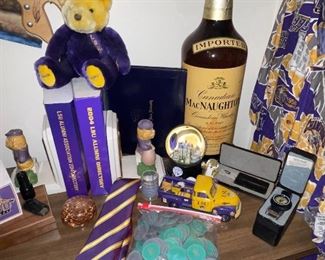 Vintage Elks Club Poker Chips, LSU Mens Tie, LSU Truck, Large  Glass MacNaugton Bourbon Bottle, LSU Dress Shirt