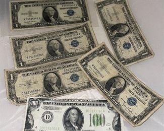 1954 $100 Bill Hundred Dollar Bill, Silver Certificates