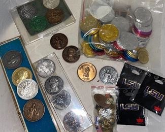  Vintage Mardi Gras Doubloons  Metal and plastic, LSU Pinbacks, Military Pins and Others