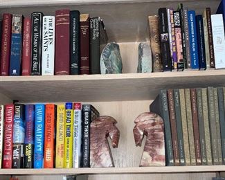 Marble Horse Head Bookend, Agate Stone Bookends, Books on History Sets