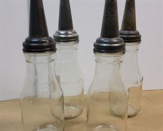 Vintage glass oil bottles