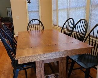 Modern 90" total length (70" without leaf) wood dining table + 6 chairs