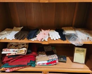 Vintage ladies gloves & fabric
