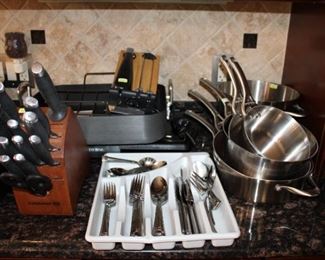 COOKWARE, FLATWARE, KNIFE SET