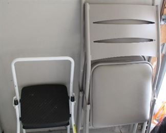 STEP STOOL, FOLDING CHAIRS