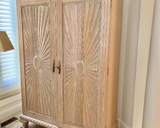 $495 - Two door, solid wood armoire with rope accents - 84"H x 54"W x 22"D
