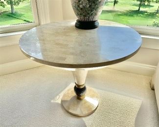 $450 - Contemporary, tessellated, pedestal side table - 23"H x 27"D