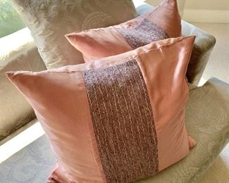 $120 - Pair of Donna Karan Essentials down filled pillows. 15"H x 18"W