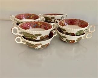 $80 - Set of eight Spode double handled soup bowls with saucers