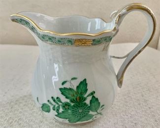 $80 - Herend Chinese Bouquet green creamer.  4"H  x 6"W 