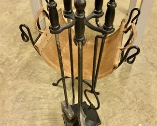 $75 - Four piece metal fireplace tools with stand. 31"H 