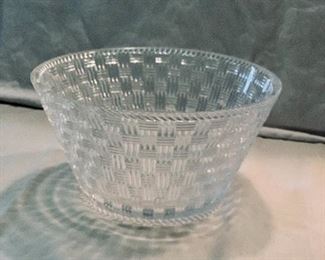 $80  - Tiffany round basketweave bowl; 9.5” diameter