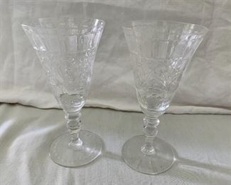 $125 - Lot of 5 Hawkes  “Coronet” water goblets (7”); signed