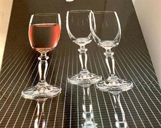 $30/Box of 6 Ingrid crystal wine glasses.  3 boxes available.