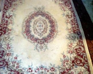 Chinese oriental hand knotted throw rug.