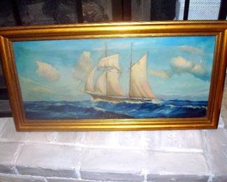 Original oil ship painting.