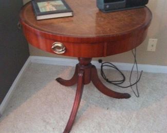 Vintage mahogany drum table.