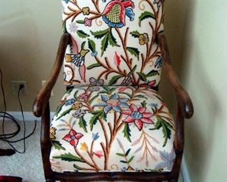 One of a pair William & Mary style arm chairs.