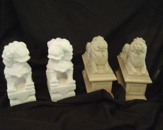 Lion and Fu Dogs marble book ends.