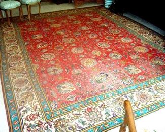 Antique Tabriz hand knotted wool rug, 12'7" by 9'7".