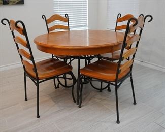 Small wood and metal dining table and chairs