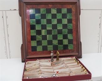 European chess set with metal pieces