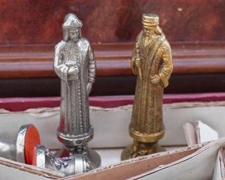 European chess set with metal pieces