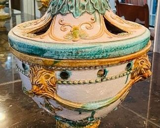 #20 - $250 Italian glazed pottery urn signed Italy • 25 high 