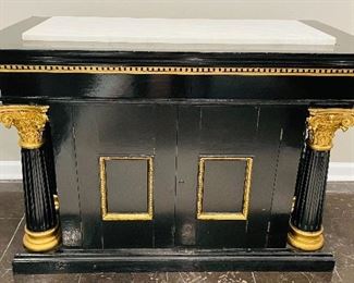 #11 - $1,495 Pair of Black and Carrera grey marble top Altar tables purchased from the Birmingham AL Elks lodge  •  34high 48wide 26deep 