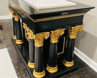 #11 - $1,495 Pair of Black and Carrera grey marble top Altar tables purchased from the Birmingham AL Elks lodge  •  34high 48wide 26deep 