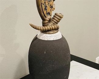 #13 - $125  Shelton Hanstrom Roku ceramic top decanter pottery  • 27 high