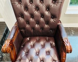 #16 - $375 Leather tufted office chair, almost new  • 45high 28wide 34deep