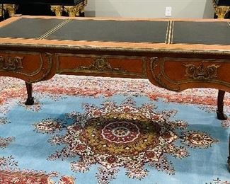 #10 - $1,195 French style Louis XV desk with green leather insert (client purchased at the Antique gallery store at the Waldorf Hotel in NYC in the 80's)  • 31high 70wide 36deep & $295 Handmade wool Persian style rug under desk