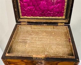 #23 - $295 English Inlaid sewing box on stand 