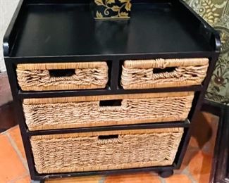 #38 - $80 Cabinet with wicker drawers  • 26high 25wide 17deep