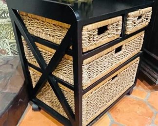 #38 - $80 Cabinet with wicker drawers  • 26high 25wide 17deep