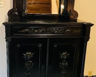 #59 - $795 - 19th century Continental Ebony cabinet  • 81high 43wide 22deep