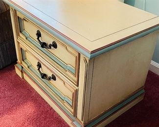 #71 - $190  Pair of polychrome side cabinet • 21high 29wide 20deep 