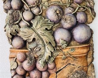 107 - $75 Pottery plaque of grapes • 28 x 22