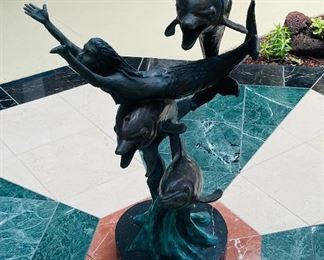 #133 - $2,450 Carl Wagner bronze "Takes the Sea" Dolphins and mermaid 12 of 25 