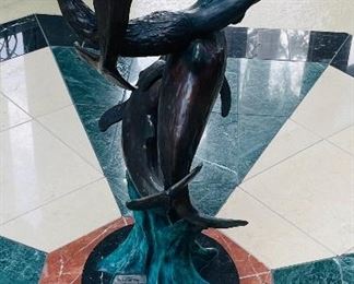 #133 - $2,450 Carl Wagner bronze "Takes the Sea" Dolphins and mermaid 12 of 25 