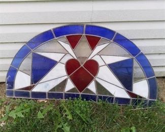 Stained Glass Transim Window - Small Crack in 1 Bottom Piece